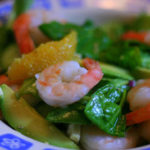 Petite salade aux crevettes, épinards et orange - Cinq Fourchettes