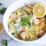 Courge spaghetti aux crevettes et citron / Cinq Fourchettes