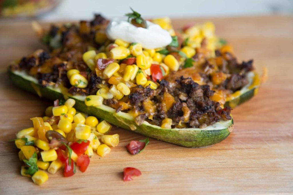 Courgettes au boeuf et porc farcies à la mexicaine Cinq Fourchettes