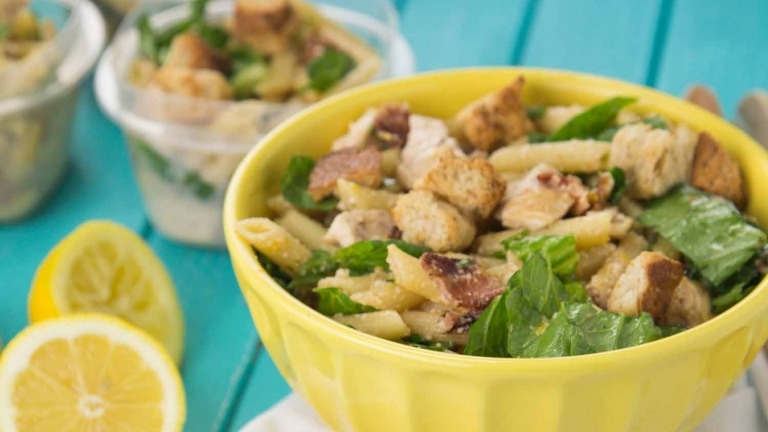 salade césar pâtes lunch facile recette Cinq Fourchettes