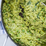 Orzo sauce aux épinards et petits pois recette recipe spinach peas Cinq Fourchettes