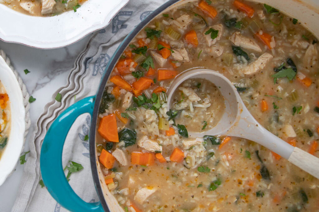 soupe au poulet et riz recette cinq fourchettes facile rapide